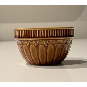 Real Home "Let us Entertain You" Vintage Brown Stoneware Bowl 5 1/2"